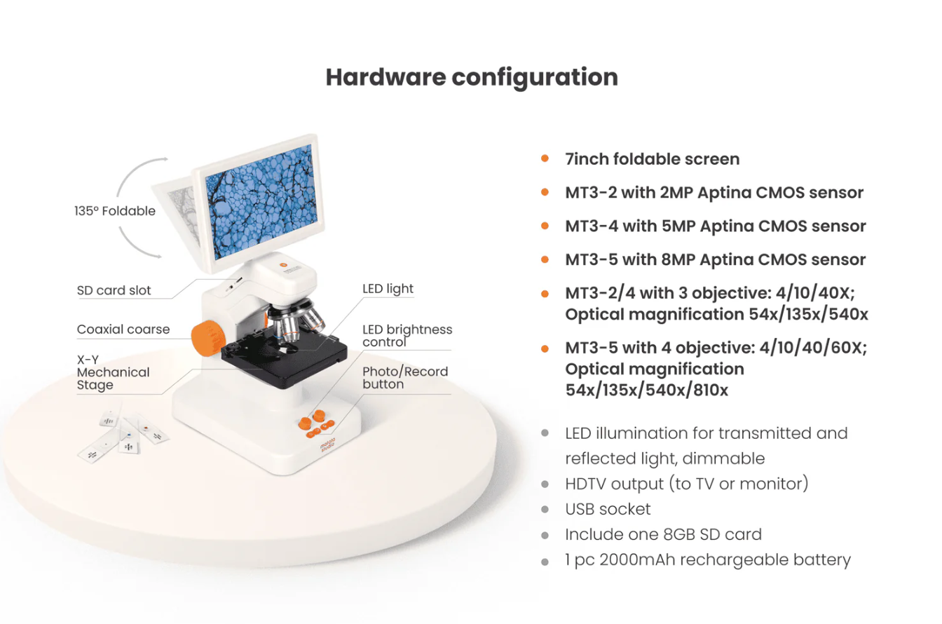 MT3-2 Digitalt mikroskop för mikrofoto 54X/135X/540X EN STL