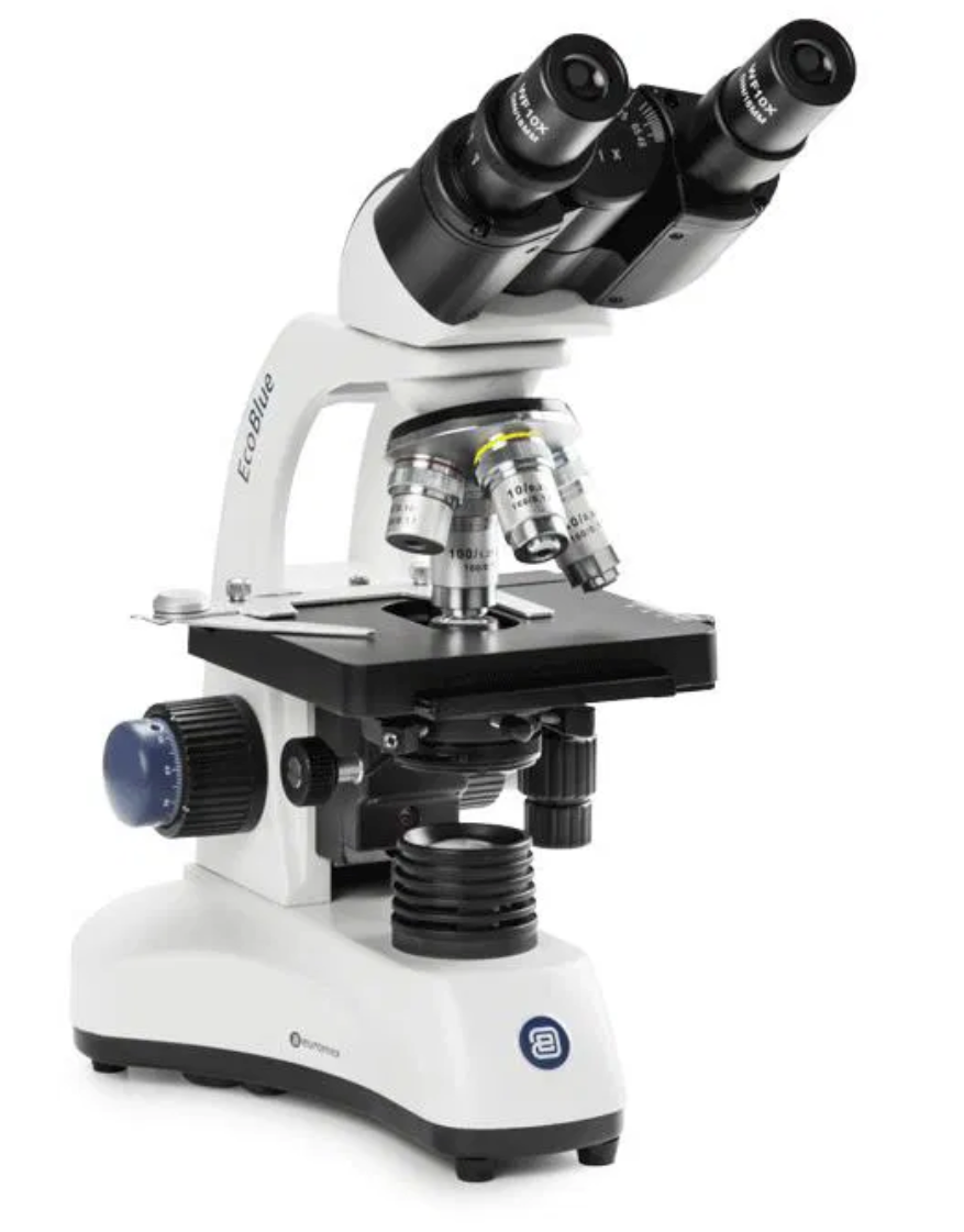 DEMO-EX EcoBlue Binokulärt Mikroskop, XY-Bord, 10, 100, 400 Och 600x, Laddbar EN STL