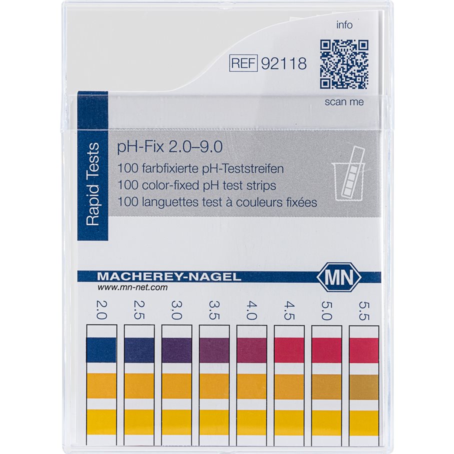 pH-Indicator Testremsor, pH 2,0-9,0 EN STL
